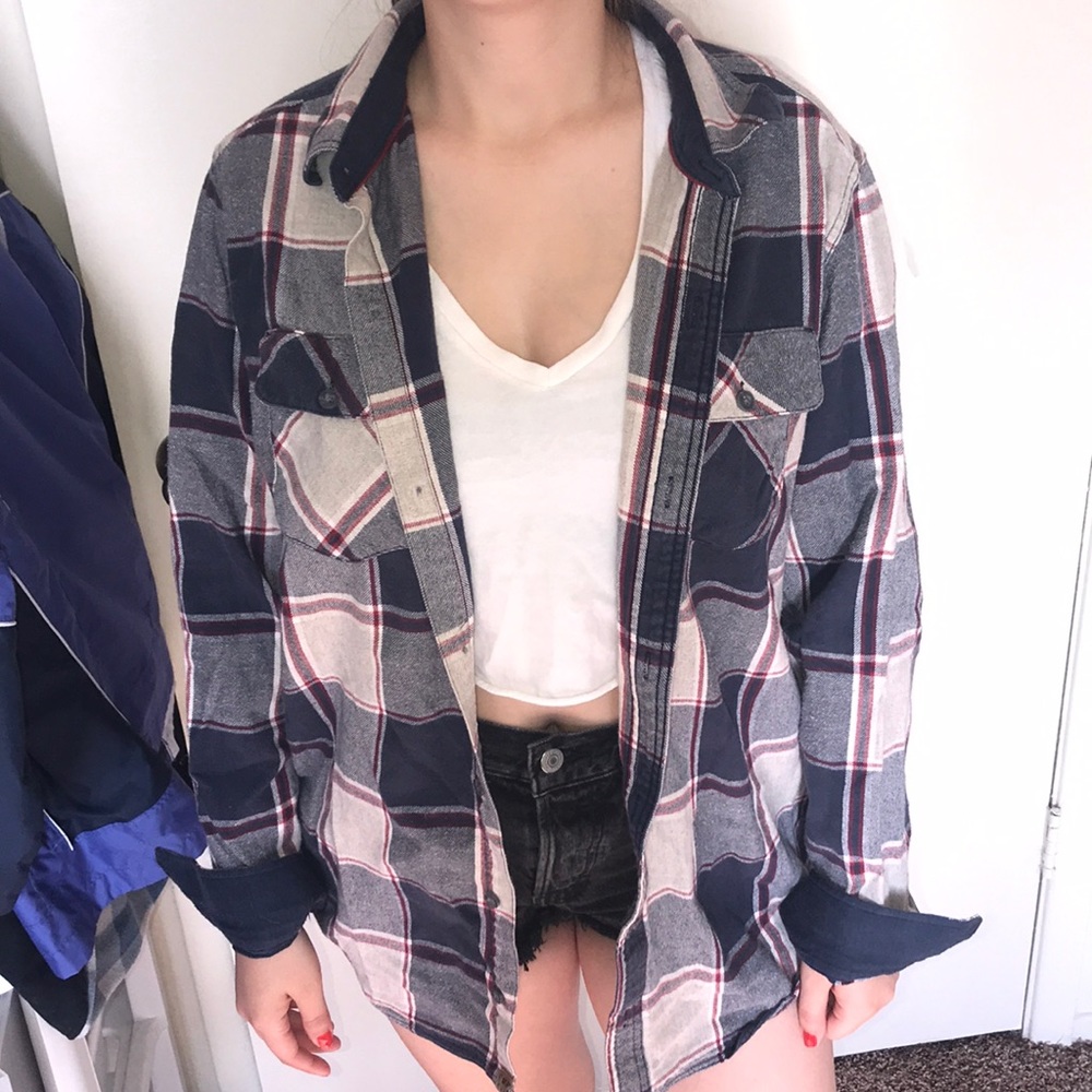 Navy blue, red, white flannel❗️